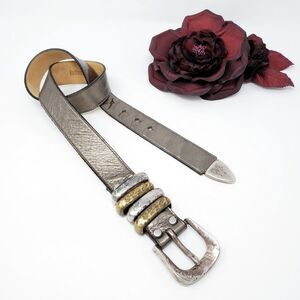 Barbara & Company Western leather Belt Cowgirl Metallic Gold L
